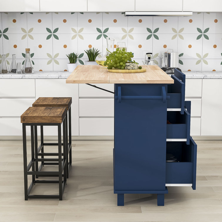 Portable kitchen island discount with seating for 2